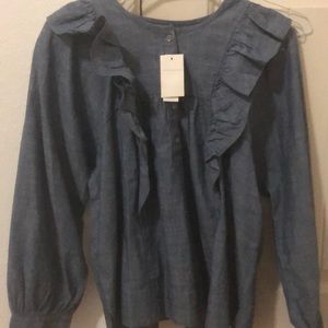 Jcrew ruffle chambray top